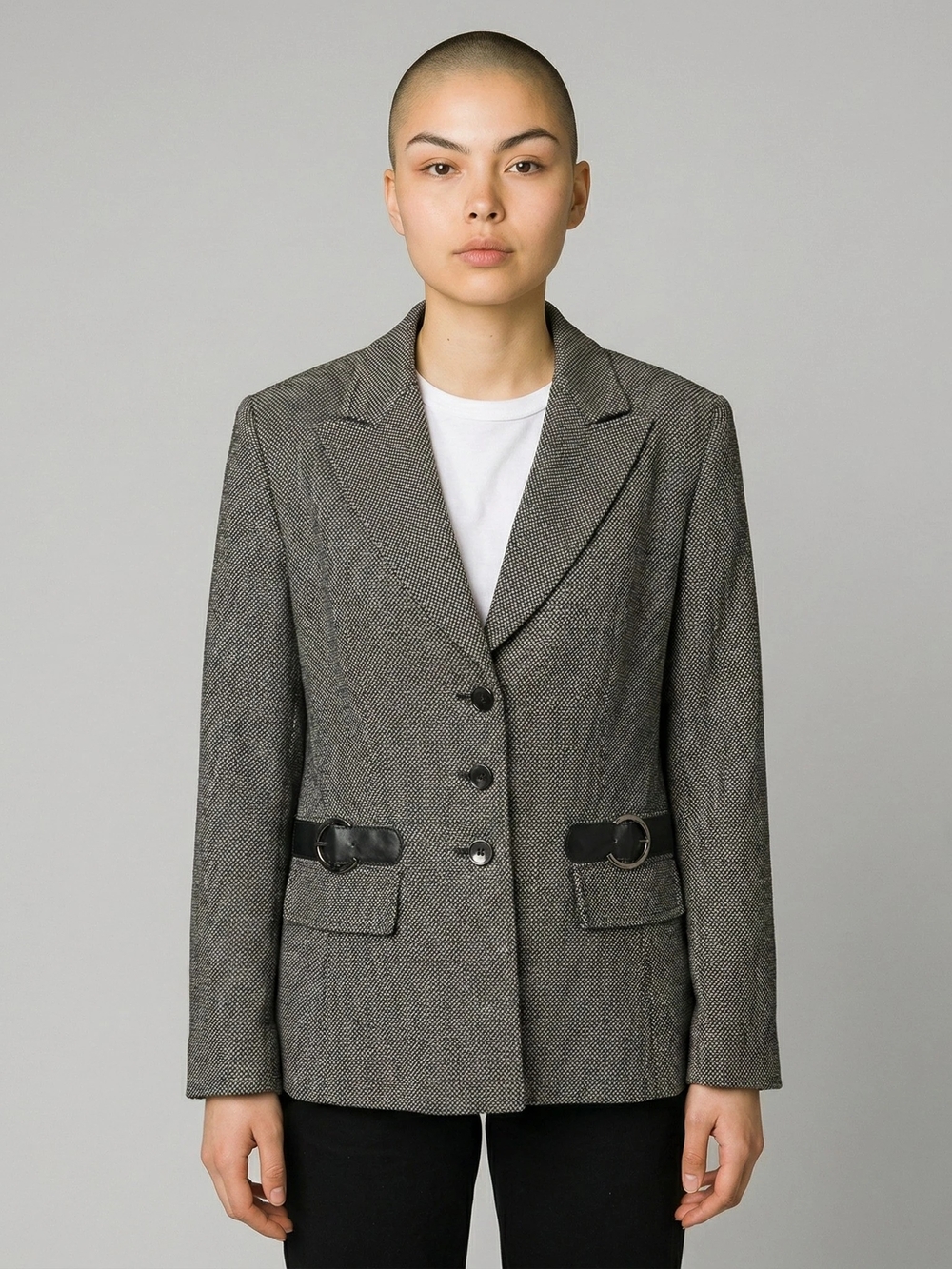 Vintage Tahari Black and White 100% Wool Blazer